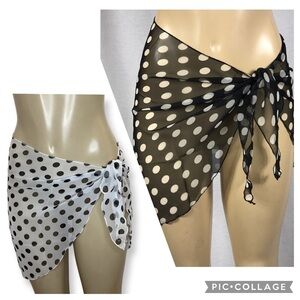 Zuliana Black & White Polka Dot Tie Sarong Bundle. Made in USA. New With Tags